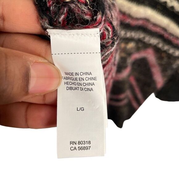 Lucky Brand Womens Cowlneck Sweater L Tunic Wool Blend Fairisle Boho Oversized - Picture 3 of 10